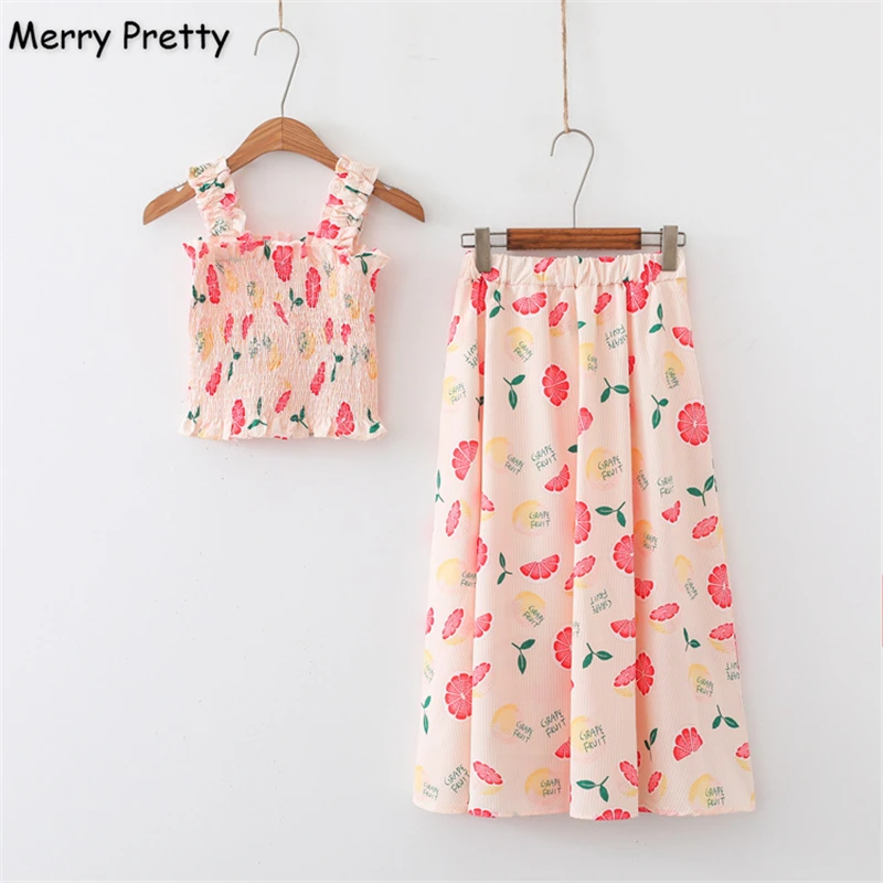 Merry Pretty 2019 Womens Two Piece Sets 5 Colors Cartoon Fruit Print Short Camis And Knee Length Skirts Sweet Style Summer Sets
Merry Pretty 2019 Womens Two Piece Sets 5 Colors Cartoon Fruit Print Short Camis And Knee Length Skirts Sweet Style Summer Sets