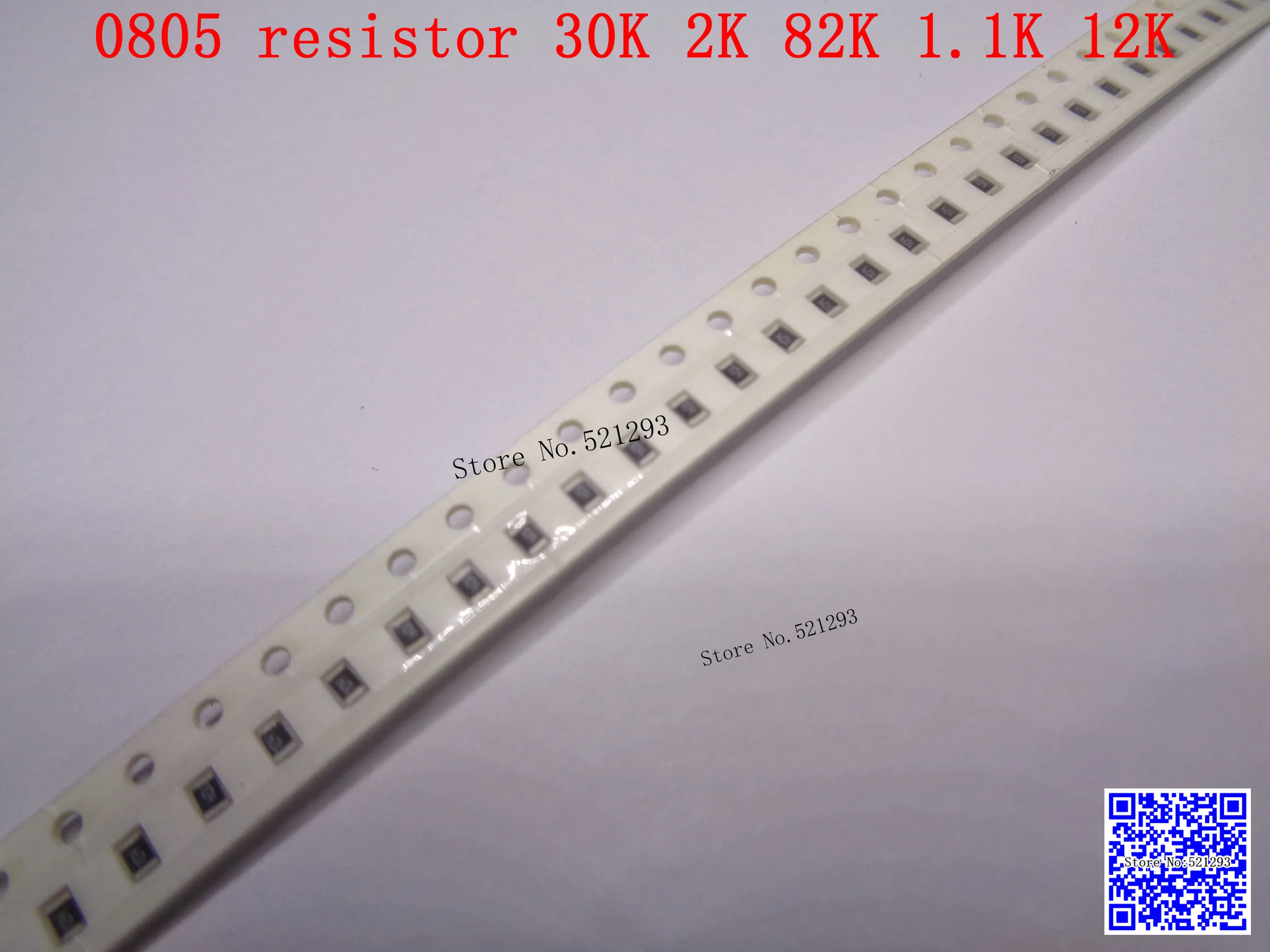 

0805 F SMD resistor 1/8W 30K 2K 82K 1.1K 12K ohm 1% 2012 Chip resistor 500PCS/LOT