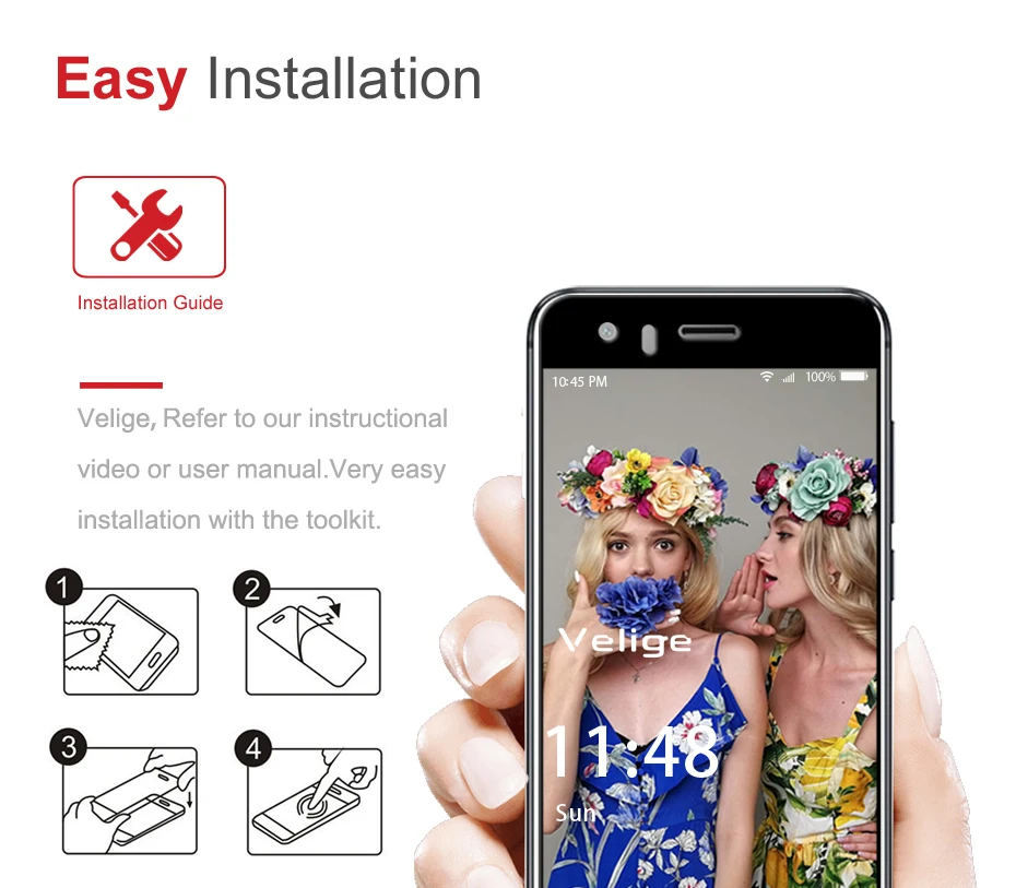 Velige 2.5D Full Cover Tempered Glass for Huawei Honor 9 Honor9 Screen Protector HD Clarity 9H Glass Protective Film (2)