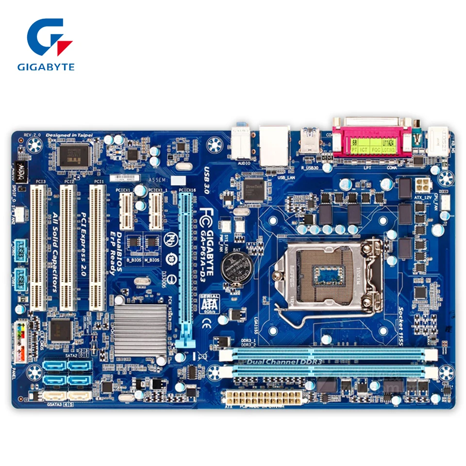 Gigabyte GA-P61A-D3 Desktop Motherboard P61A-D3 H61 LGA 1155 Core i7 i5 i3 DDR3 16G SATA3 USB3.0 ATX
Gigabyte GA-P61A-D3 Desktop Motherboard P61A-D3 H61 LGA 1155 Core i7 i5 i3 DDR3 16G SATA3 USB3.0 ATX