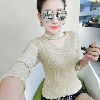 Sexy Hollow Out V-Neck Beading Sweater 2019 New Autumn Winter Long Sleeve Clothes Women Top Sueter Mujer Bottoming Shirt M97613
Sexy Hollow Out V-Neck Beading Sweater 2019 New Autumn Winter Long Sleeve Clothes Women Top Sueter Mujer Bottoming Shirt M97613