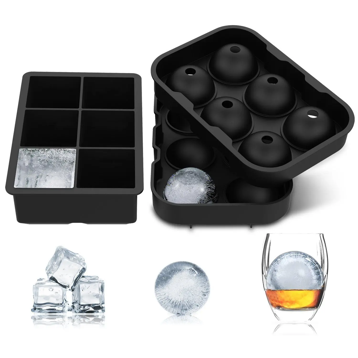 SDFC-Ice Cube Trays (Set of 2) Black Silicone 6 Giant Ice Ball Cube Maker Use for Kids with Candy Pudding Jelly Milk Juice Cho
SDFC-Ice Cube Trays (Set of 2) Black Silicone 6 Giant Ice Ball Cube Maker Use for Kids with Candy Pudding Jelly Milk Juice Cho