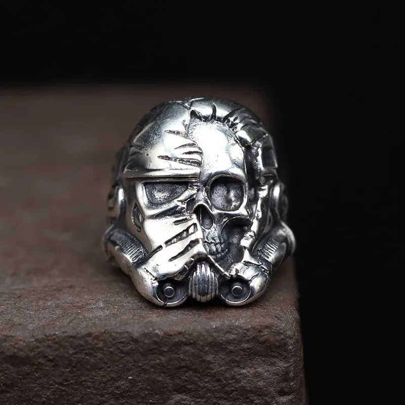 925 sterling silver punk Star Wars character rings do old Thai silver new mask knight adjustable ring
925 sterling silver punk Star Wars character rings do old Thai silver new mask knight adjustable ring