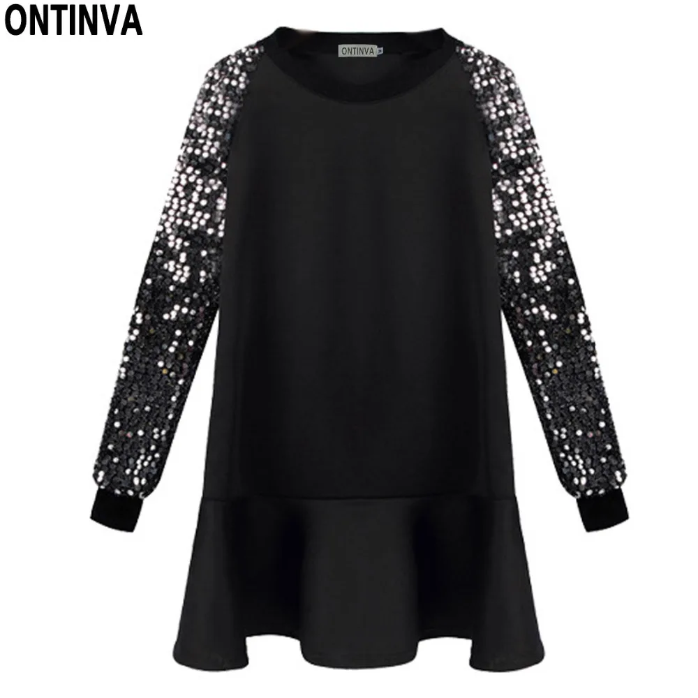 Women Pailltte Black Loose Dress Women Winter Plus Size 5XL Full Sleeve Robes with Ruffles Mujer Casual Mini Dresses Sweatshirts
Women Pailltte Black Loose Dress Women Winter Plus Size 5XL Full Sleeve Robes with Ruffles Mujer Casual Mini Dresses Sweatshirts