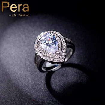Pera High Quality Big Water Drop Clear White Cubic Zirconia Stone Paved Luxury Women Wedding Finger Rings For Brides Gift R053
Pera High Quality Big Water Drop Clear White Cubic Zirconia Stone Paved Luxury Women Wedding Finger Rings For Brides Gift R053