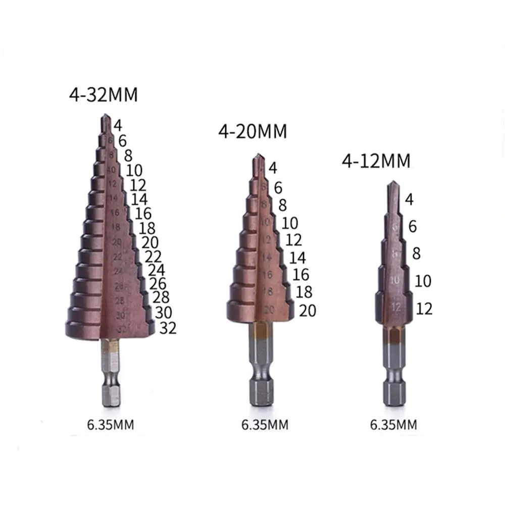 3pcs HSS M35 Cobalt Hex Shank Straight Groove Step Drill Bit Metal Cone Step Drill Bit Saw Hole Cutter 4-12mm 4-20mm 4-32mm
3pcs HSS M35 Cobalt Hex Shank Straight Groove Step Drill Bit Metal Cone Step Drill Bit Saw Hole Cutter 4-12mm 4-20mm 4-32mm