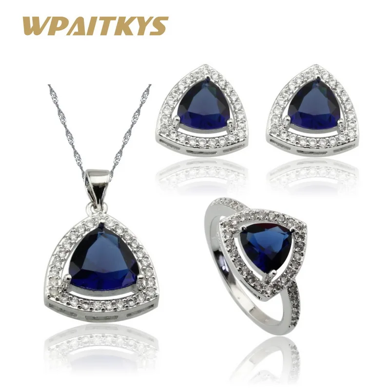 WPAITKYS Triangle Blue Multicolor Rainbow Zirconia Silver Color Jewelry Sets Women Earrings Necklace Pendant Ring Free Gift Box
WPAITKYS Triangle Blue Multicolor Rainbow Zirconia Silver Color Jewelry Sets Women Earrings Necklace Pendant Ring Free Gift Box