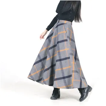 2017 Autumn Winter Women Skirt British Style 50s Vintage Wool Maxi Skirt Classical Plaid Thick Warm Saias Longa
2017 Autumn Winter Women Skirt British Style 50s Vintage Wool Maxi Skirt Classical Plaid Thick Warm Saias Longa