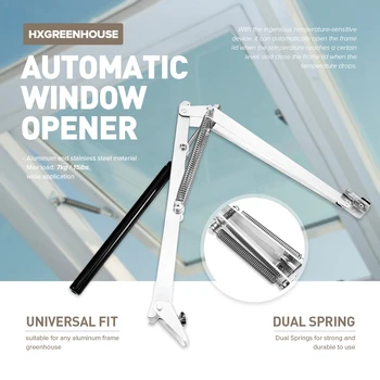 Aluminum Greenhouse Automatic Window Opener Agricultural Solar Heat Sensitive Window Opener With Dual Springs Garden Supplies 
Aluminum Greenhouse Automatic Window Opener Agricultural Solar Heat Sensitive Window Opener With Dual Springs Garden Supplies