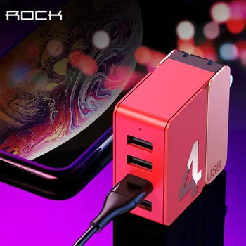 Rock 4 2 USB fast Charger Universal Quick Charge Travel Foldable Adapter 5V2.4A 5V4A EU US Plug For iPhone Samsung Xiaomi Huawei