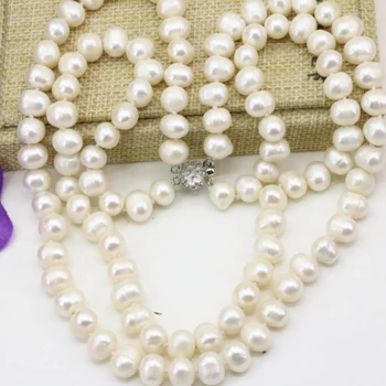 8-9mm natural white freshwater cultured pearl nearround beads necklace for women 2 rows chain gifts choker jewelry 18inch B3229
8-9mm natural white freshwater cultured pearl nearround beads necklace for women 2 rows chain gifts choker jewelry 18inch B3229