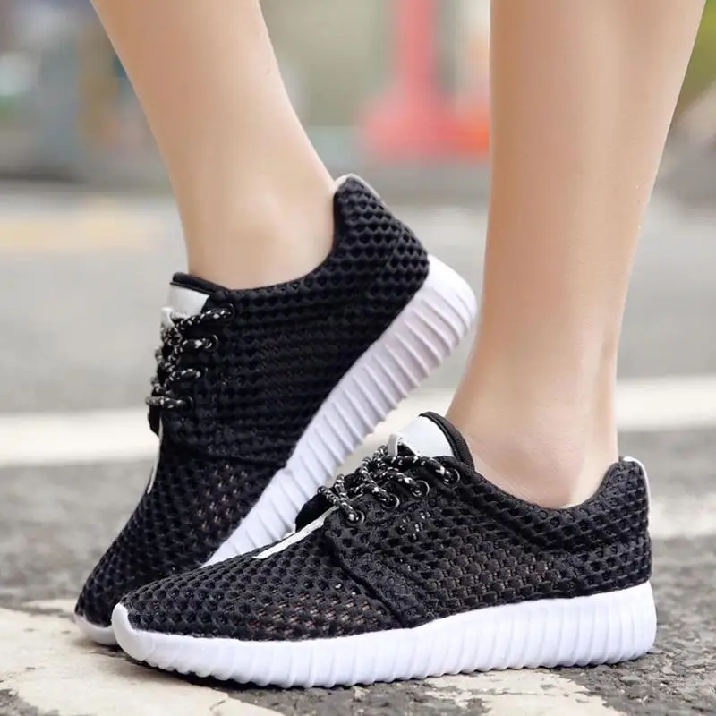 

Sneakers Men Women Sport Shoes Lace-Up Beginner Rubber Fashion Mesh Round Cross Straps Flat Sneakers Running Shoes Casual Shoes