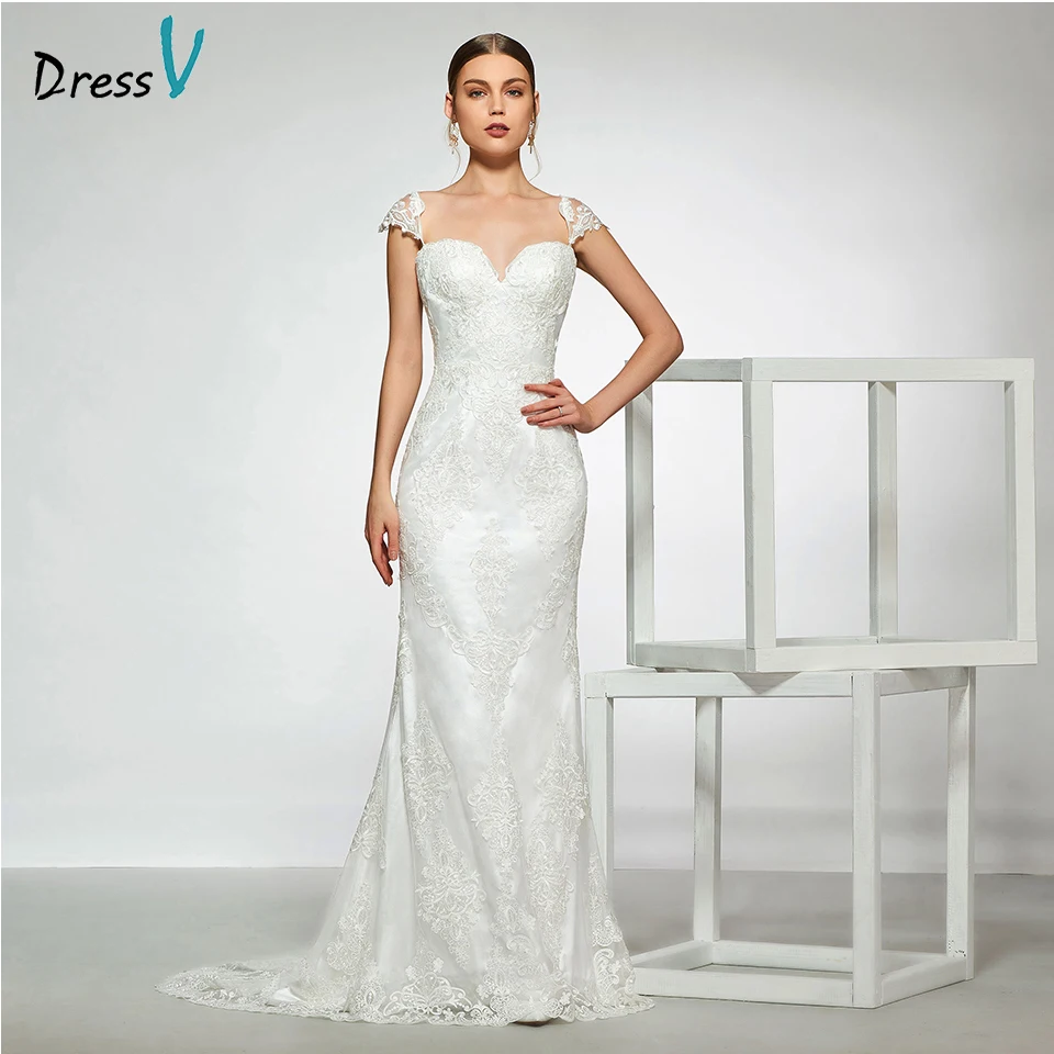 

Dressv elegant sample sweetheart neck appliques mermaid wedding dress sleeveless floor length simple bridal gowns wedding dress