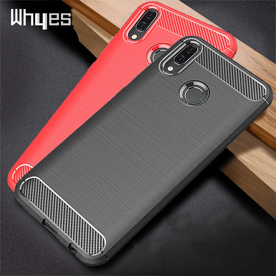 Силиконовый чехол Whyes для Huawei Y9 Prime 2019 2018 противоударный мягкий из углеродного