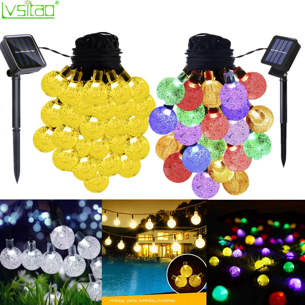 Outdoor Solar String Lights 20/30/40/50/100LED Fairy crystal Bubble Ball string Waterproof Holiday Xmas Tree Garden Decorations
Outdoor Solar String Lights 20/30/40/50/100LED Fairy crystal Bubble Ball string Waterproof Holiday Xmas Tree Garden Decorations