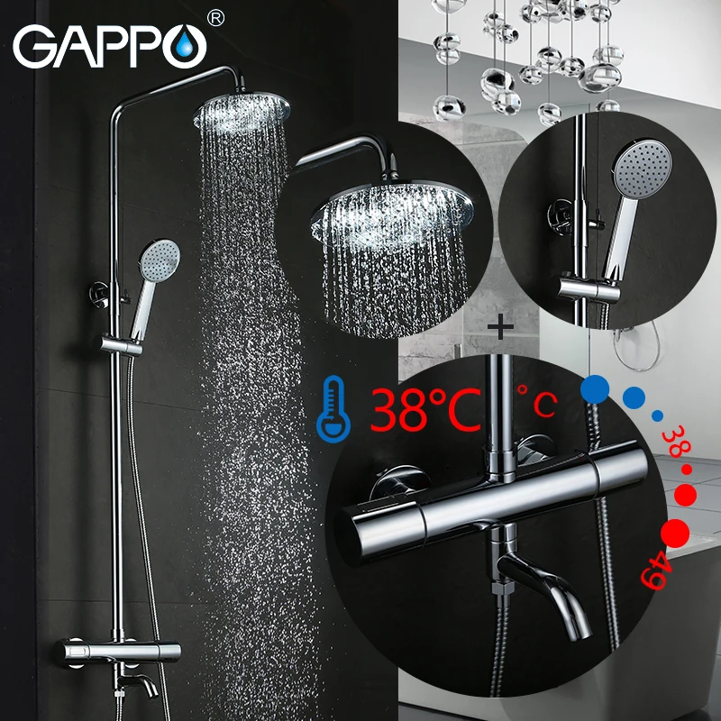 

GAPPO thermostatic Shower System bathroom shower thermostat faucet tap waterfall shower mixer with shower faucets