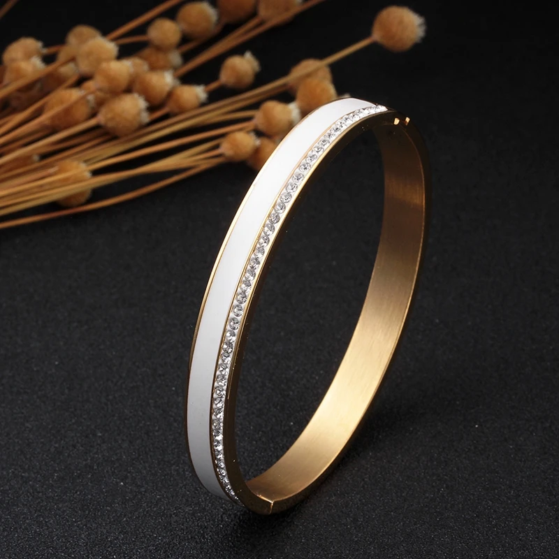 Cubic Zircon Cuff Bracelets Bangles for Women Rose Gold Color Stainless Steel Round Bracelet White Color with Charm CZ Jewelry
Cubic Zircon Cuff Bracelets Bangles for Women Rose Gold Color Stainless Steel Round Bracelet White Color with Charm CZ Jewelry