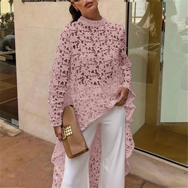 Women Clothes Summer White Lace Elegant Patchwork Flounced Dip Hem Top Crochet Irregular Hollow Out Long Top Asymmetric Blouse
Women Clothes Summer White Lace Elegant Patchwork Flounced Dip Hem Top Crochet Irregular Hollow Out Long Top Asymmetric Blouse