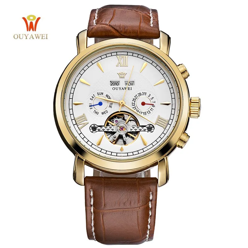 OUYAWEI Skeleton Tourbillon Watch Automatic Luxury Calendar Classic Gold Leather Mechanical Wrist watches Men Reloj Hombre 2018 
OUYAWEI Skeleton Tourbillon Watch Automatic Luxury Calendar Classic Gold Leather Mechanical Wrist watches Men Reloj Hombre 2018