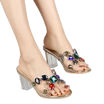 Woman Sandals 2019 Summer Rhinestone Sandals Casual High Heels Slippers Ladies Crystal Sandals Female Slippers Women Slides 
Woman Sandals 2019 Summer Rhinestone Sandals Casual High Heels Slippers Ladies Crystal Sandals Female Slippers Women Slides