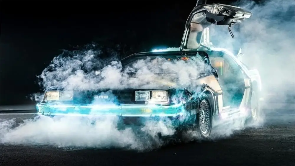 Image 2016 Real Canvas Painting Back To The Future Delorean Time Travel Cars Movies Smoke 4 Sizes Home Decoration Canvas Poster Print