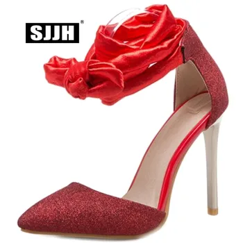 SJJH Woman Gladiator Bling Sandals with 11cm Stiletto Point Toe Riband Lace-up Bowtie Fashion Elegant Sexy Shoes Large Size A691
SJJH Woman Gladiator Bling Sandals with 11cm Stiletto Point Toe Riband Lace-up Bowtie Fashion Elegant Sexy Shoes Large Size A691