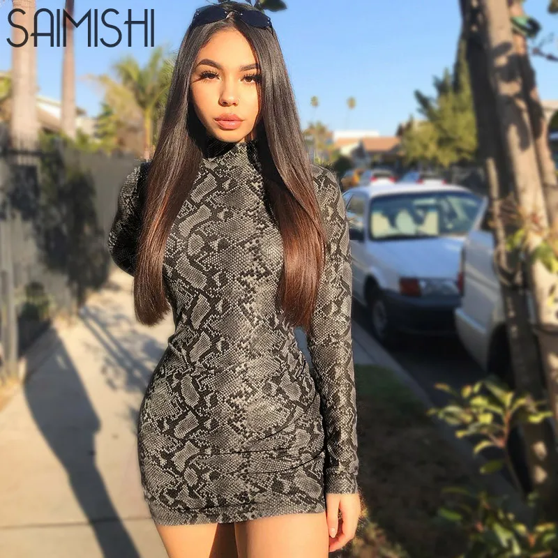 Saimishi Autumn Sexy Bodycon Leopard Print Dress Women Turtleneck Long Sleeve Mini Dress Casual Elegant Short Ladies Dresses
Saimishi Autumn Sexy Bodycon Leopard Print Dress Women Turtleneck Long Sleeve Mini Dress Casual Elegant Short Ladies Dresses