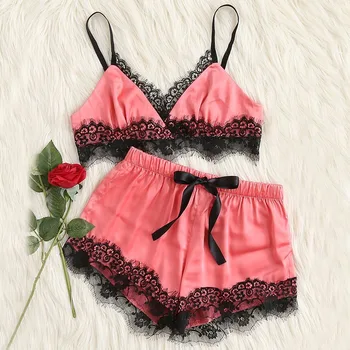 EFINNY Women Spaghetti Strap Lace Sleepwear Satin Pajama Cami Top + Shorts Pajamas Sexy Pajama Set For Summer Sleepwear Sets
EFINNY Women Spaghetti Strap Lace Sleepwear Satin Pajama Cami Top + Shorts Pajamas Sexy Pajama Set For Summer Sleepwear Sets