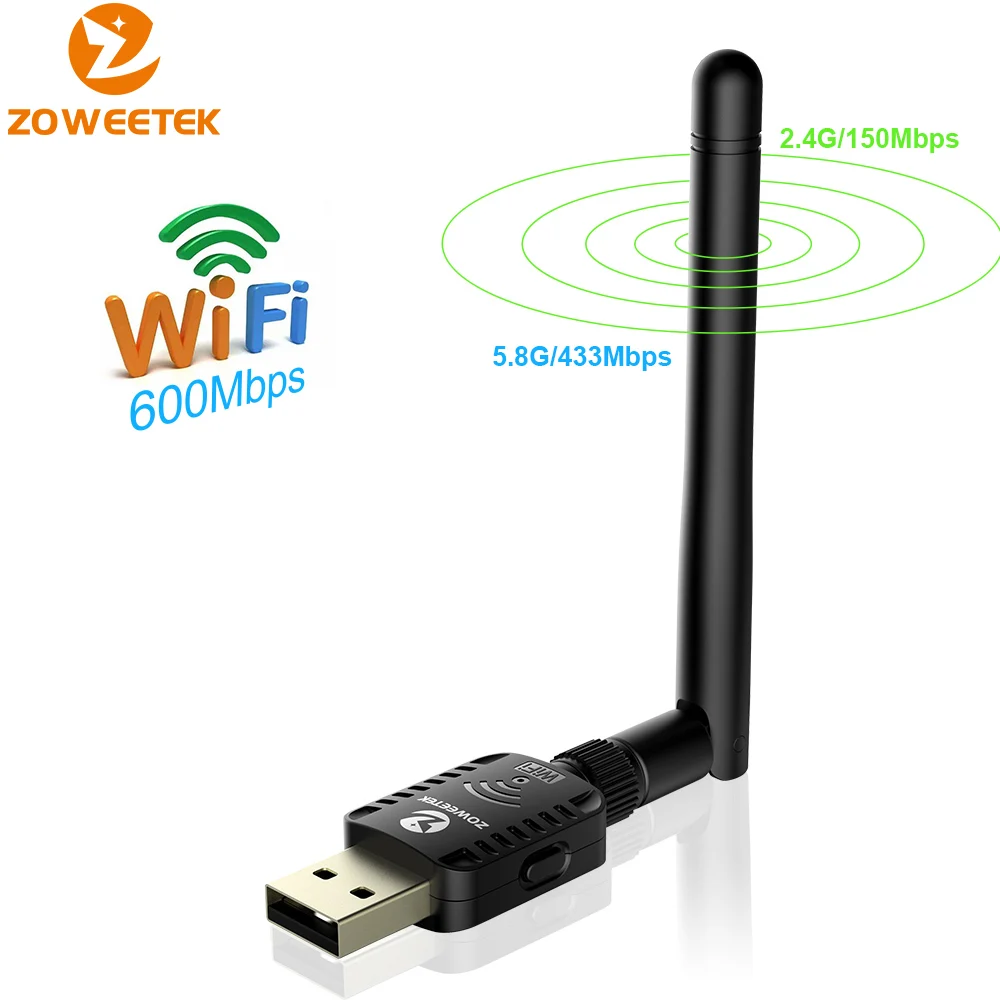 Zoweetek USB Wireless WiFi Adapter 802.11ac Antenna 5G 433Mbps 2.4G 150Mbps Wi-fi Dual Band LAN Ethernet Receiver for PC Phones
Zoweetek USB Wireless WiFi Adapter 802.11ac Antenna 5G 433Mbps 2.4G 150Mbps Wi-fi Dual Band LAN Ethernet Receiver for PC Phones