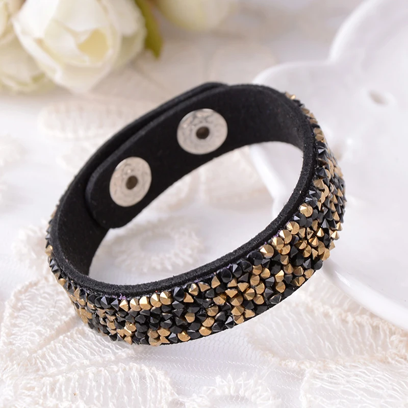 18 colors 2017 Fashion Bohemian Handmade Gem Rhinestone Wide Leather Bracelets&Bangles Wristband jewelry Feminina
18 colors 2017 Fashion Bohemian Handmade Gem Rhinestone Wide Leather Bracelets&Bangles Wristband jewelry Feminina