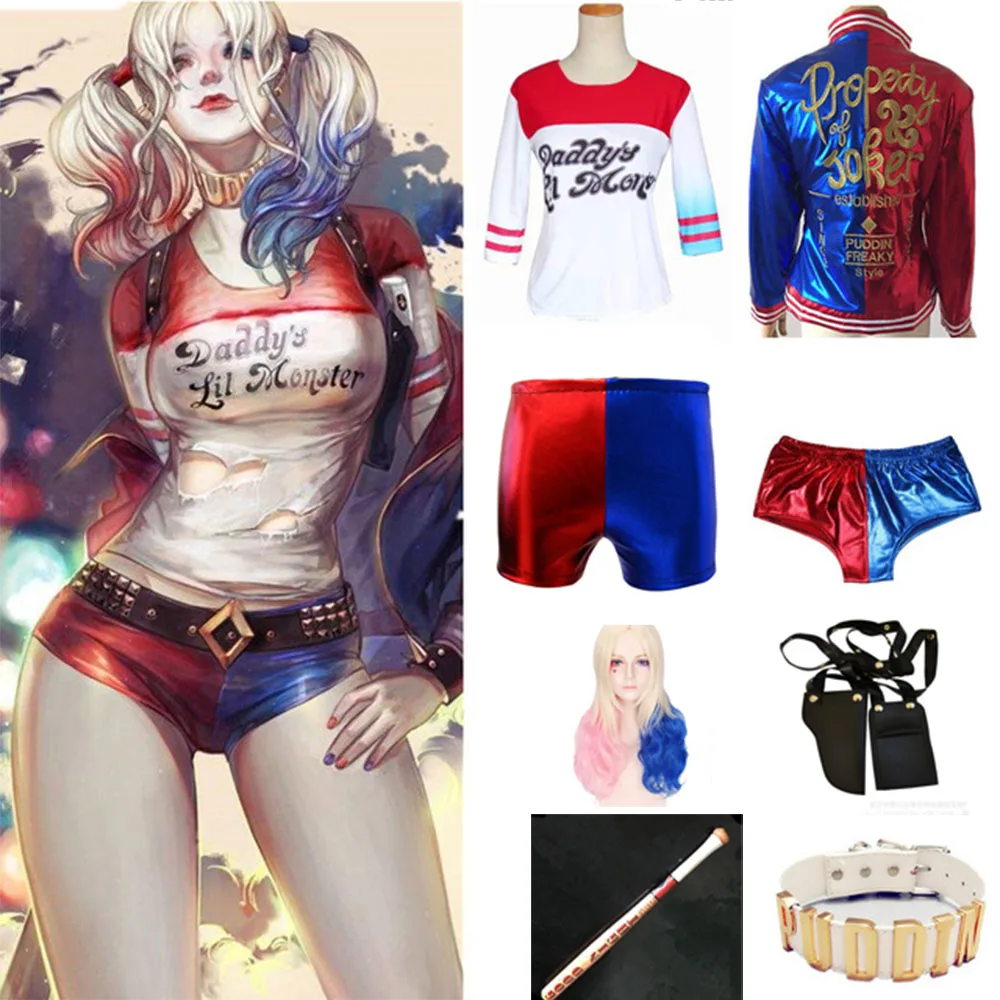 Suicide Squad Harley Quinn Cosplay Costume Adult Women Batman Arkham Asylum City Joker Movie Halloween Anime Top Jacket T-shirt
Suicide Squad Harley Quinn Cosplay Costume Adult Women Batman Arkham Asylum City Joker Movie Halloween Anime Top Jacket T-shirt