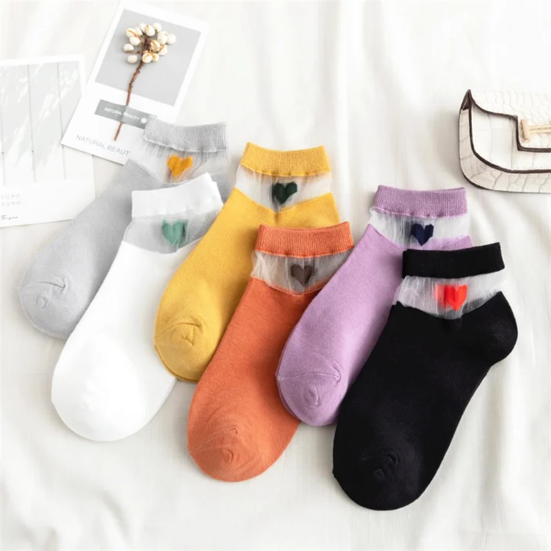 Summer cute love transparent female socks comfortable sexy heart-shaped pattern cotton bottom fashion soft comfortable socks
Summer cute love transparent female socks comfortable sexy heart-shaped pattern cotton bottom fashion soft comfortable socks
