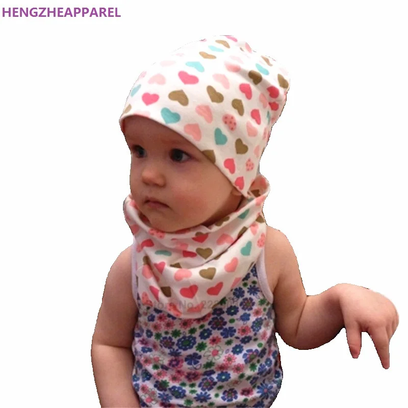  Retail/Wholesale Cotton Children Hat Scarf Collars Spring Autumn Winter Baby Hat Infant Hats Set Boys Girls Scarf Baby Caps