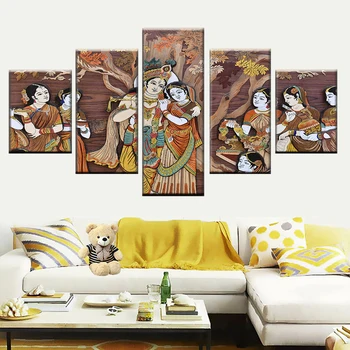 5 pieces Krishna and Radharani canvas painting mural art picture frame modular poster HD print home decor living room
5 pieces Krishna and Radharani canvas painting mural art picture frame modular poster HD print home decor living room