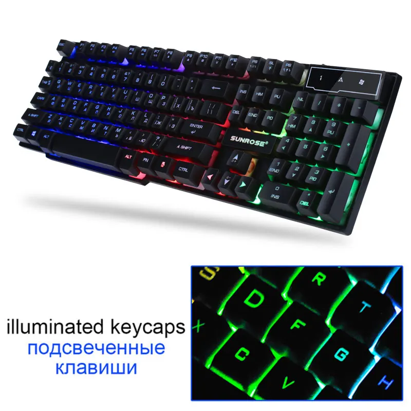 New 104 Keys Russian Gaming Keyboard LED Color Backlit Mechanical Keyboard Feeling + 4 Buttons Backlight Gaming Mouse Combos
New 104 Keys Russian Gaming Keyboard LED Color Backlit Mechanical Keyboard Feeling + 4 Buttons Backlight Gaming Mouse Combos