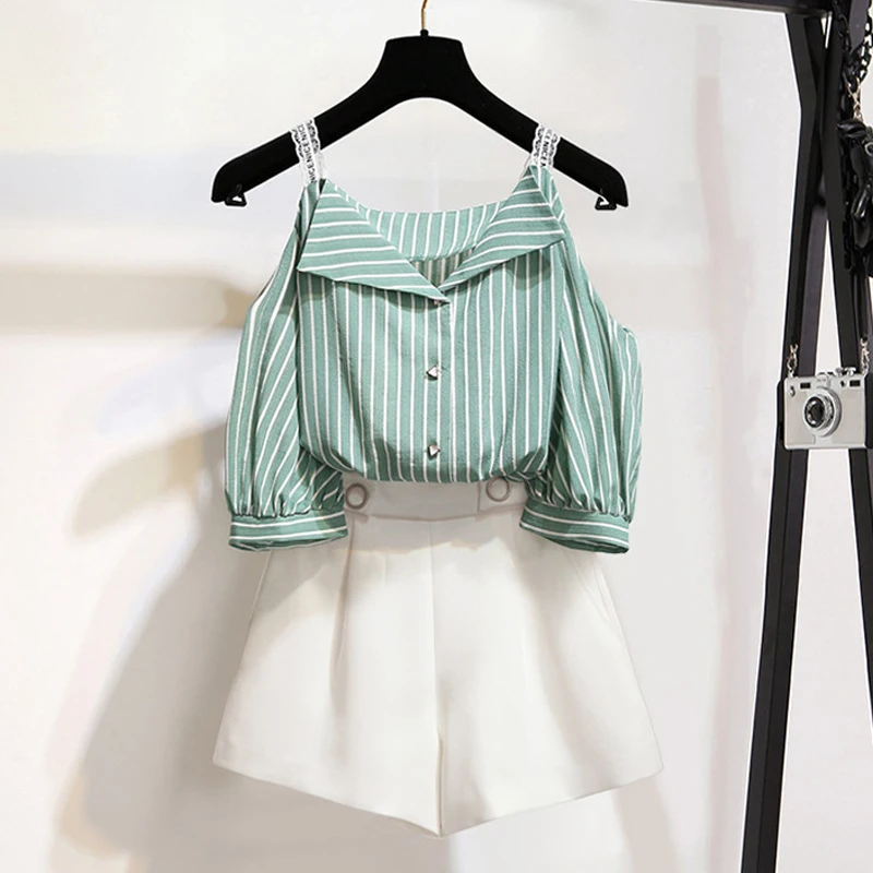 2 Piece Set Women Green Striped Crop Top Shorts Sets 2019 New Summer Fashion Elegant Runway High Waist Shorts Two Pieces
2 Piece Set Women Green Striped Crop Top Shorts Sets 2019 New Summer Fashion Elegant Runway High Waist Shorts Two Pieces