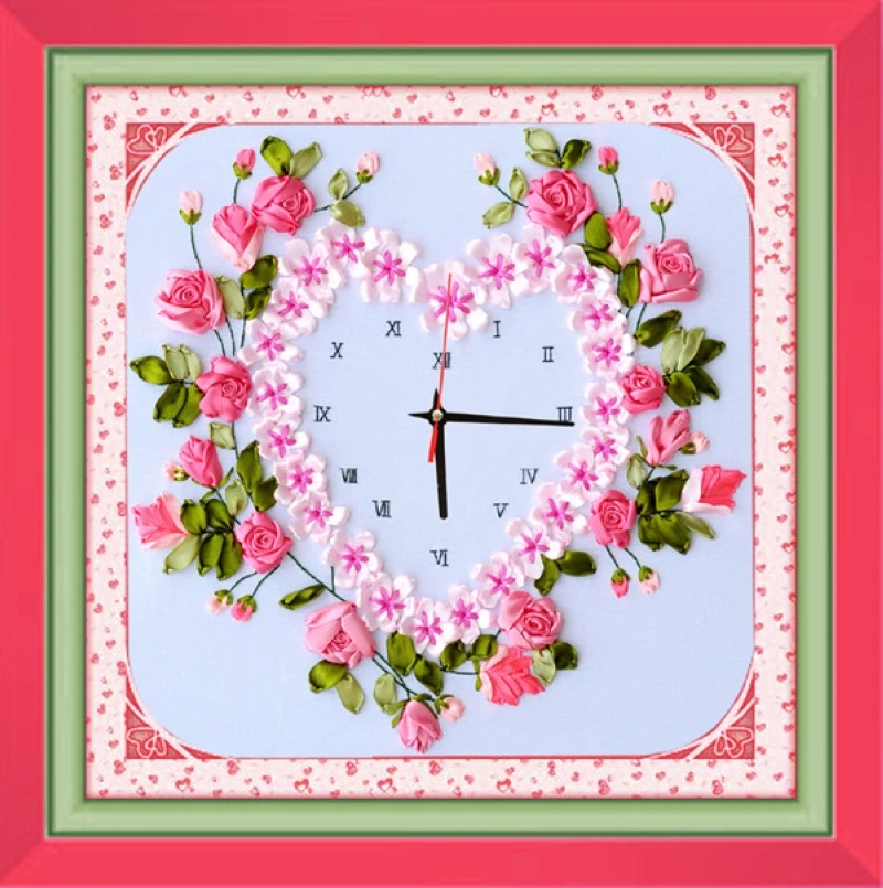 DIY 3D Ribbon Embroidery cross stitch kits sets handmade needlework / love heart Room Watch Decor Clock
DIY 3D Ribbon Embroidery cross stitch kits sets handmade needlework / love heart Room Watch Decor Clock