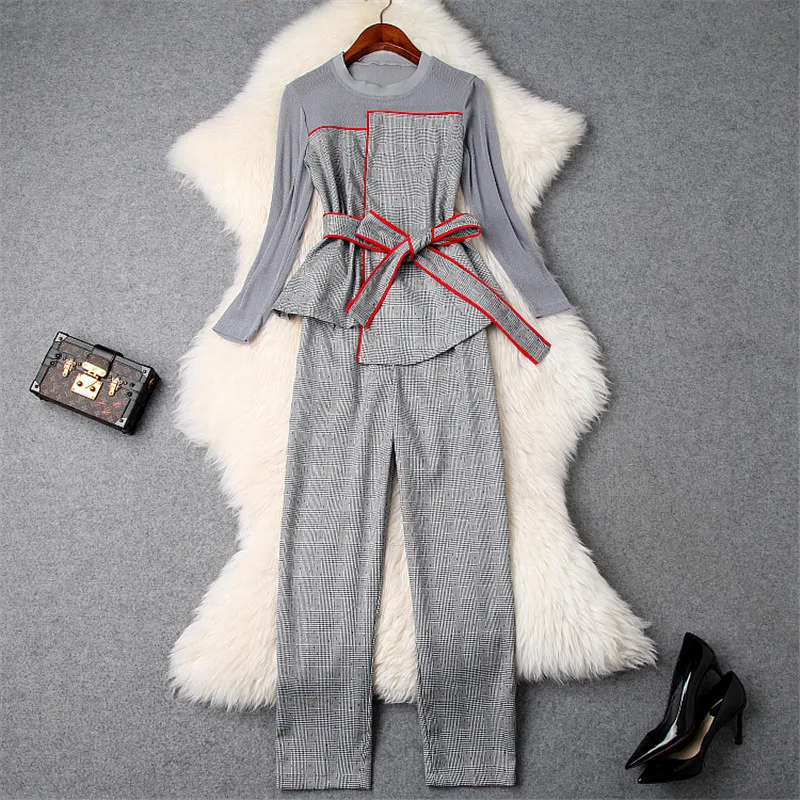 2019 Spring New Runway 2Piece Suit Set Women Designers Long Sleeve Mesh Patchwork Plaid Irregular Top+Pants Suit Set Lady Outfit
2019 Spring New Runway 2Piece Suit Set Women Designers Long Sleeve Mesh Patchwork Plaid Irregular Top+Pants Suit Set Lady Outfit