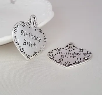 50pcs 35*38mm Zinc alloy Ancient silver color Heart Shape lettering Birthday Bitch charm pendant DIY for necklace
50pcs 35*38mm Zinc alloy Ancient silver color Heart Shape lettering Birthday Bitch charm pendant DIY for necklace