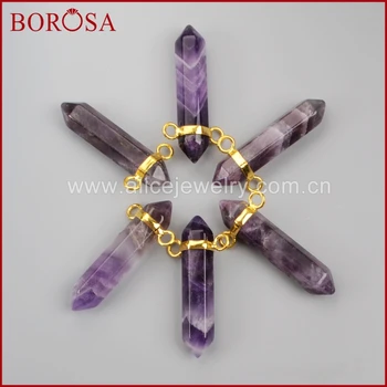 BOROSA Gold Color Hexagon Natural Purple Crystal Faceted Drzuy Drusy Connector Double Bails WX019
BOROSA Gold Color Hexagon Natural Purple Crystal Faceted Drzuy Drusy Connector Double Bails WX019
