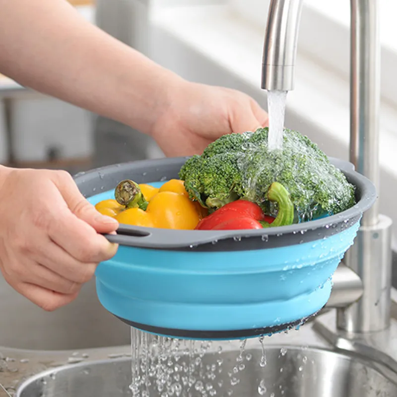 Foldable Silicone Colander Fruit Vegetable Washing Basket Strainer With Handle Kitchen Tool
Foldable Silicone Colander Fruit Vegetable Washing Basket Strainer With Handle Kitchen Tool