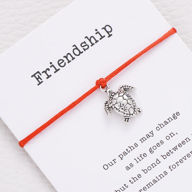 Фото Retro Silver Tortoise Charm Bracelets Friendship Gift Boho Red Thread Braided Bracelet Women Men Kids Adjustable Jewelry  Украшения | Браслеты с шармами (33015131849)