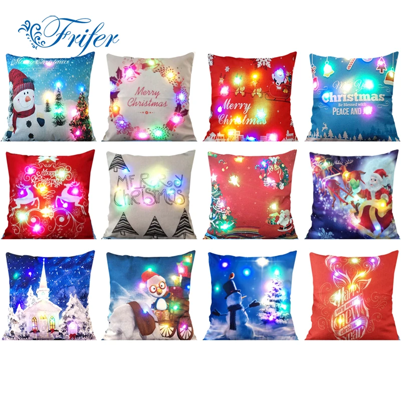 Рождественские Чехлы для подушек 45x45 см со светодиодный Ной подсветкой|cushion