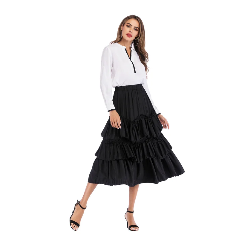 Women Elegant Vintage Cake Skirt Summer Retro Solid Color High Waist Flared Skirt Ruffles A Line Female Midi Skirts Jupe
Women Elegant Vintage Cake Skirt Summer Retro Solid Color High Waist Flared Skirt Ruffles A Line Female Midi Skirts Jupe