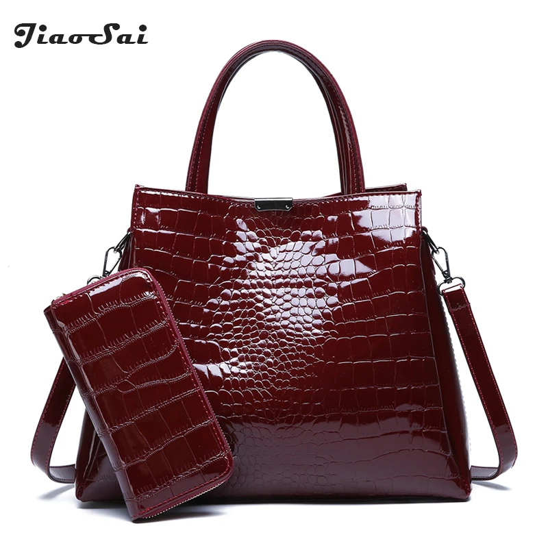 Luxury Brand Crocodile Women Bag Set Patent Leather Handbags Large Capacity Shoulder Messenger Bags With Purses Female Tote Sac
Luxury Brand Crocodile Women Bag Set Patent Leather Handbags Large Capacity Shoulder Messenger Bags With Purses Female Tote Sac