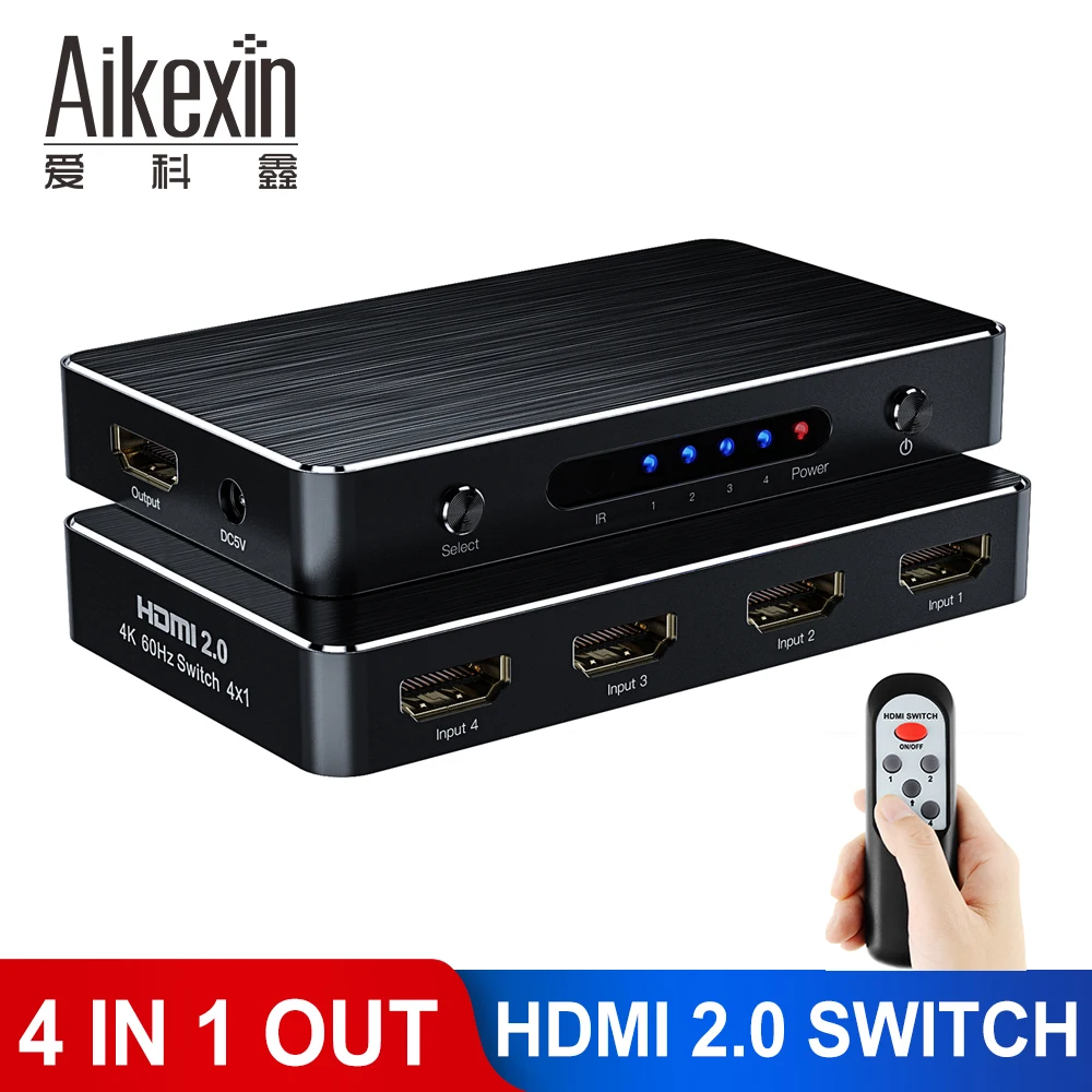 Aikexin 4 Port HDMI 2.0 Switch 4x1 HDMI Switch 2.0 Switcher 4 in 1 Out 3840X2160P/60HZ HDCP 2.2 4Kx2K 1080P for XBOX 360 PS3 PS4
Aikexin 4 Port HDMI 2.0 Switch 4x1 HDMI Switch 2.0 Switcher 4 in 1 Out 3840X2160P/60HZ HDCP 2.2 4Kx2K 1080P for XBOX 360 PS3 PS4