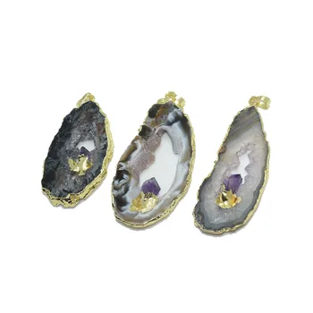 Natural Raw Geode Druzy Slice Stone pendants for jewelry making 2020 Gold Plating Agates stone flat jewelry pendant for women
Natural Raw Geode Druzy Slice Stone pendants for jewelry making 2020 Gold Plating Agates stone flat jewelry pendant for women