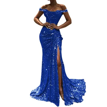 Sensual slash neck maxi dress gathering patchwork sequined party dress high split pleated banquet night dress full length suits
Sensual slash neck maxi dress gathering patchwork sequined party dress high split pleated banquet night dress full length suits