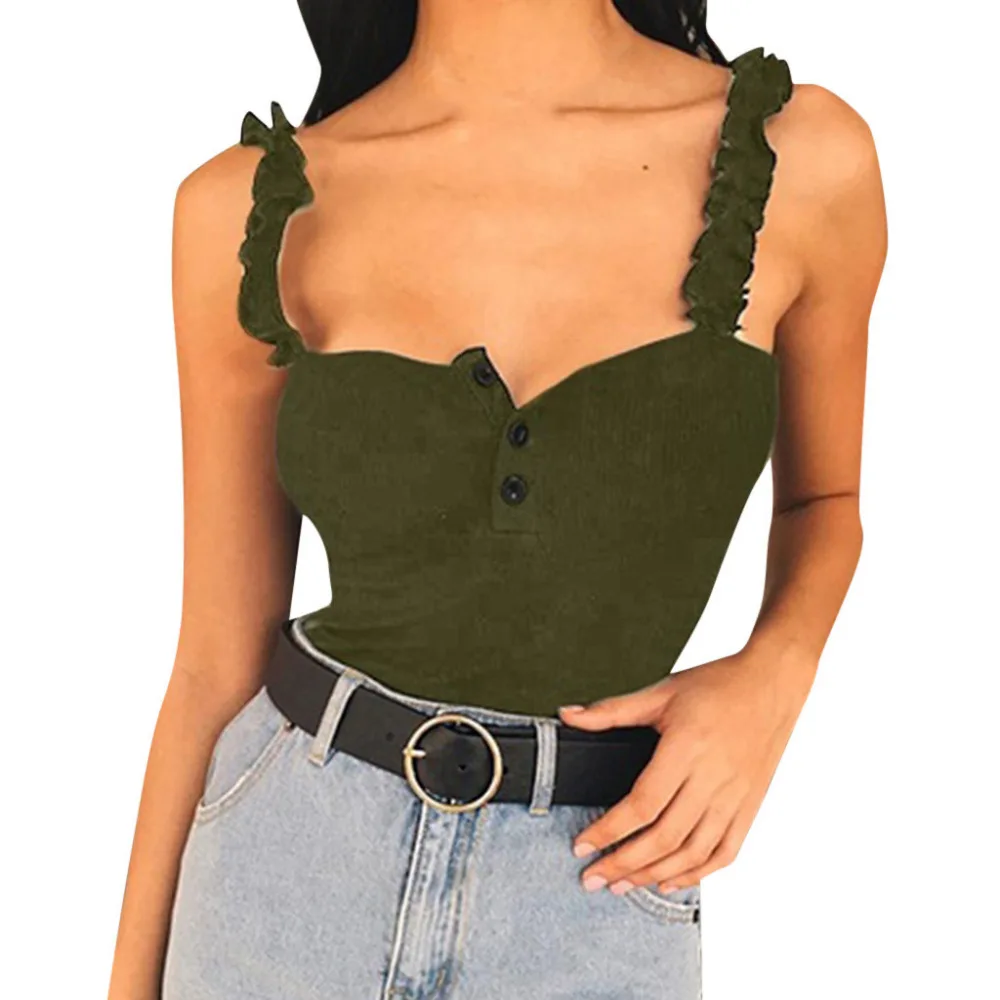 womens sexy sling crop tops ruffle high waist solid color sling tank top vest off shoulder crop top #20
womens sexy sling crop tops ruffle high waist solid color sling tank top vest off shoulder crop top #20