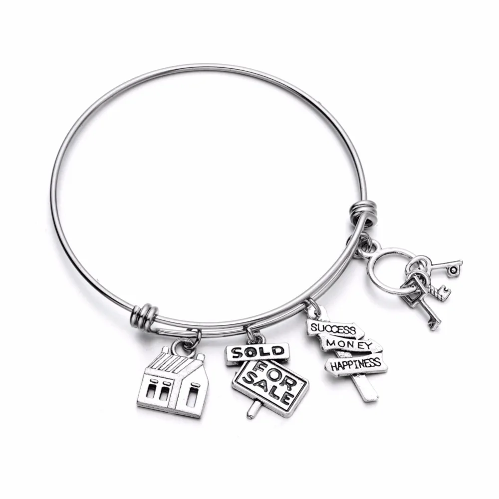 Stainless Steel Expandable Wire Bangle House Sold Charm Bracelet Cute DIY Jewelry Gift for Real Estate Agent or Realtor
Stainless Steel Expandable Wire Bangle House Sold Charm Bracelet Cute DIY Jewelry Gift for Real Estate Agent or Realtor